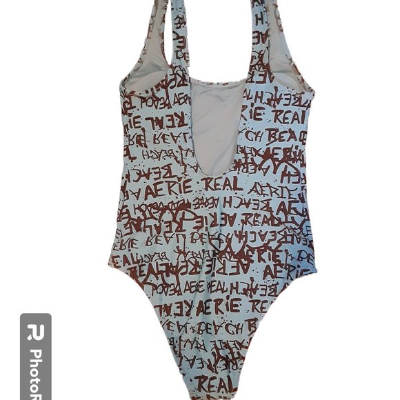 Aerie Real Cheeky One Piece Blue Swim Suit - Picture 4 of 6